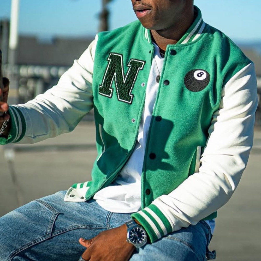 Green and White Varsity Jacket